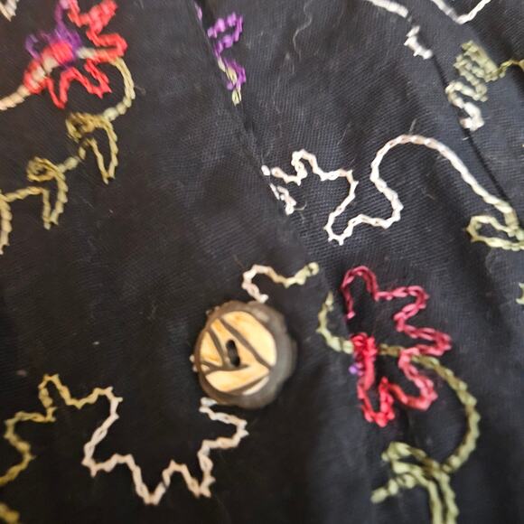 Embroidered Floral Button Down Linen Blend Jacket - Picture 7 of 7